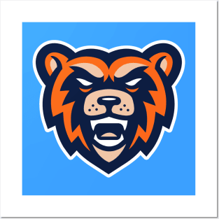 Retro Roar: Angry Bear Sports Mascot T-shirt for Die-Hard Sports Fans Posters and Art